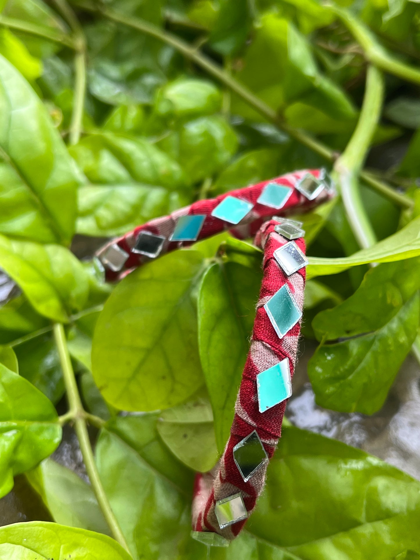 Navratri Red Diamond Mirror Bangles
