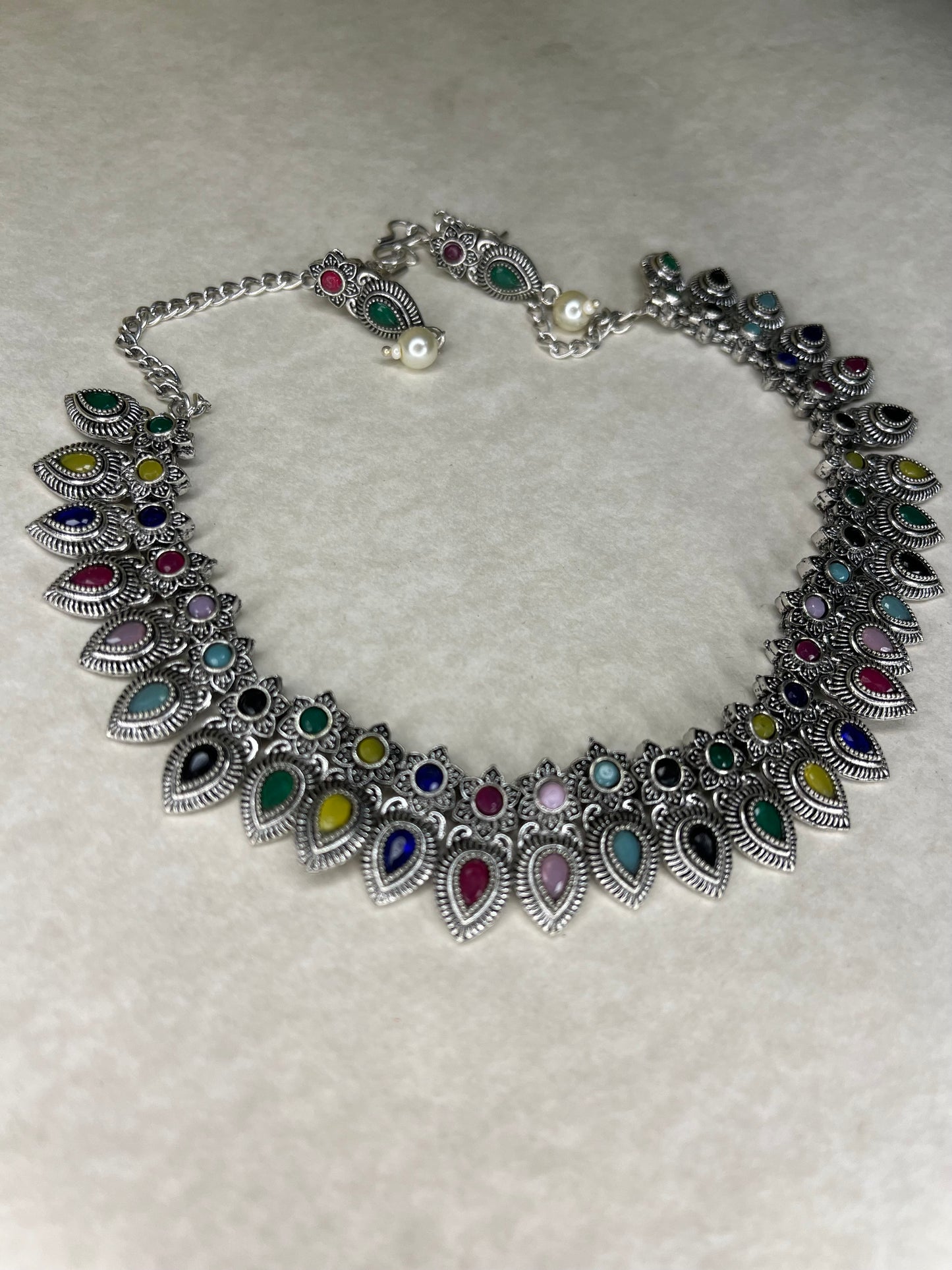 Navratri Shimmering Set: Necklace & Earrings