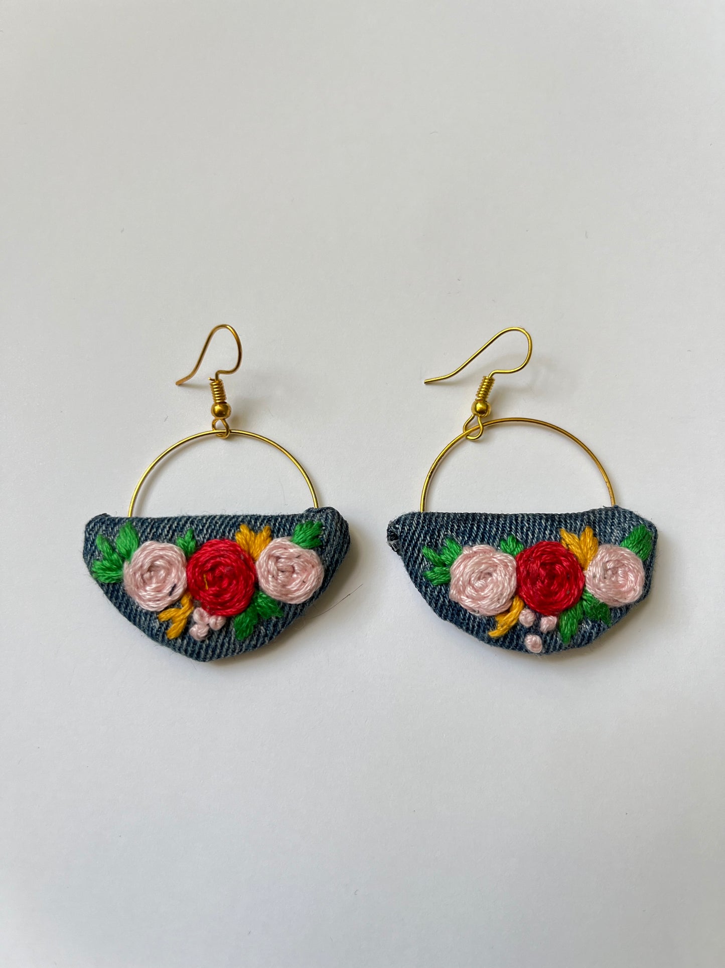 Denim Dream Embroidered Earrings