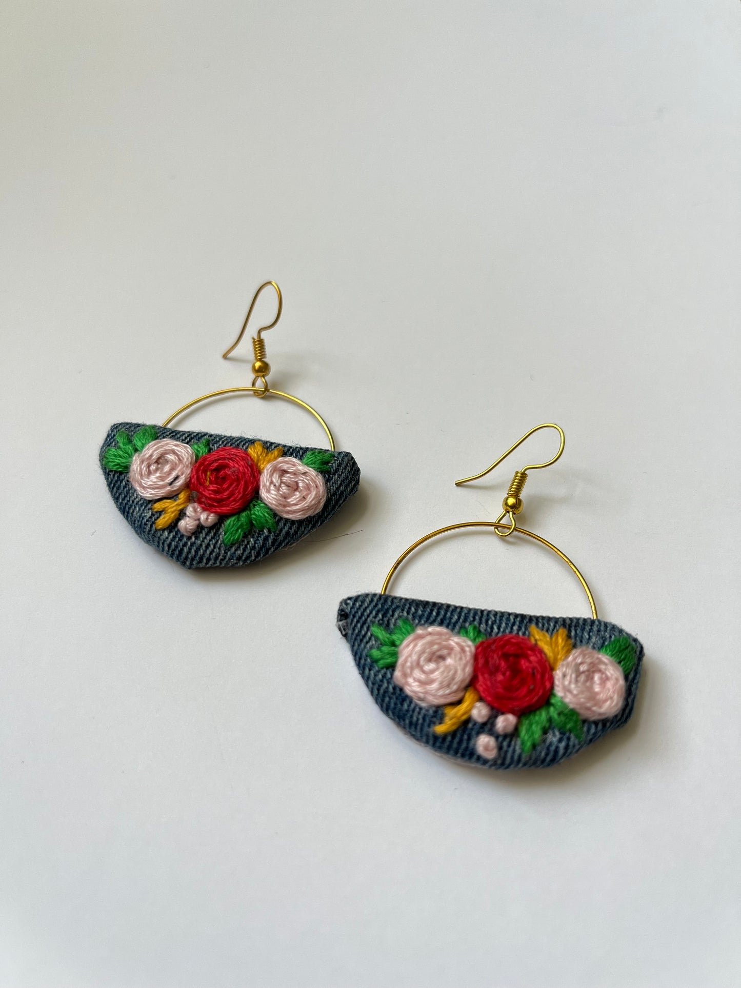 Denim Dream Embroidered Earrings