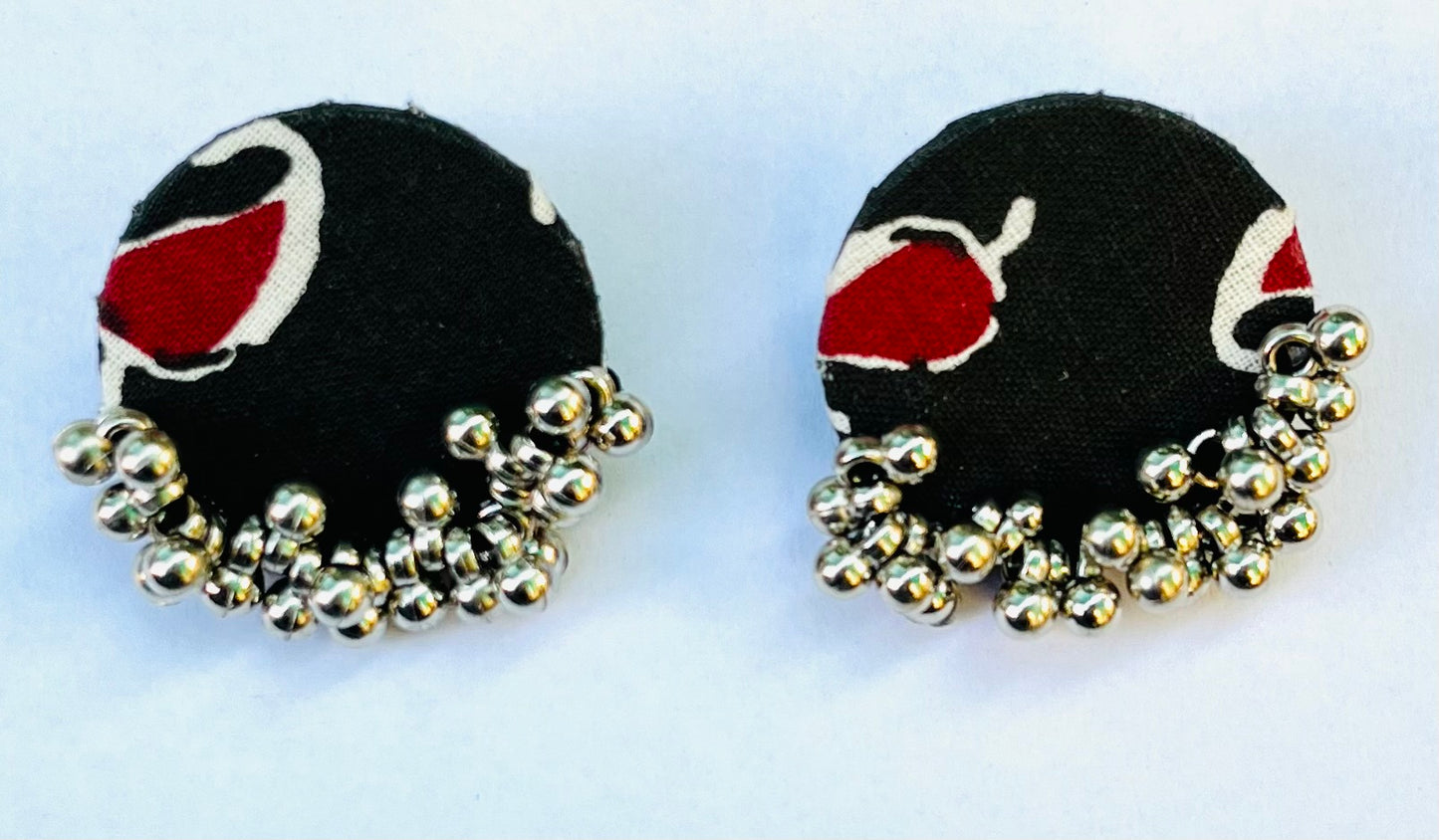 A Black & Red Ghughri Fusion Earrings