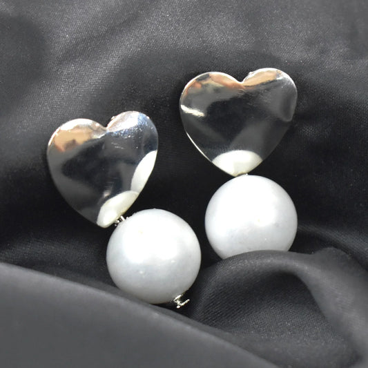 Aarza – Silver Heart with White Pearl Office Wear Series