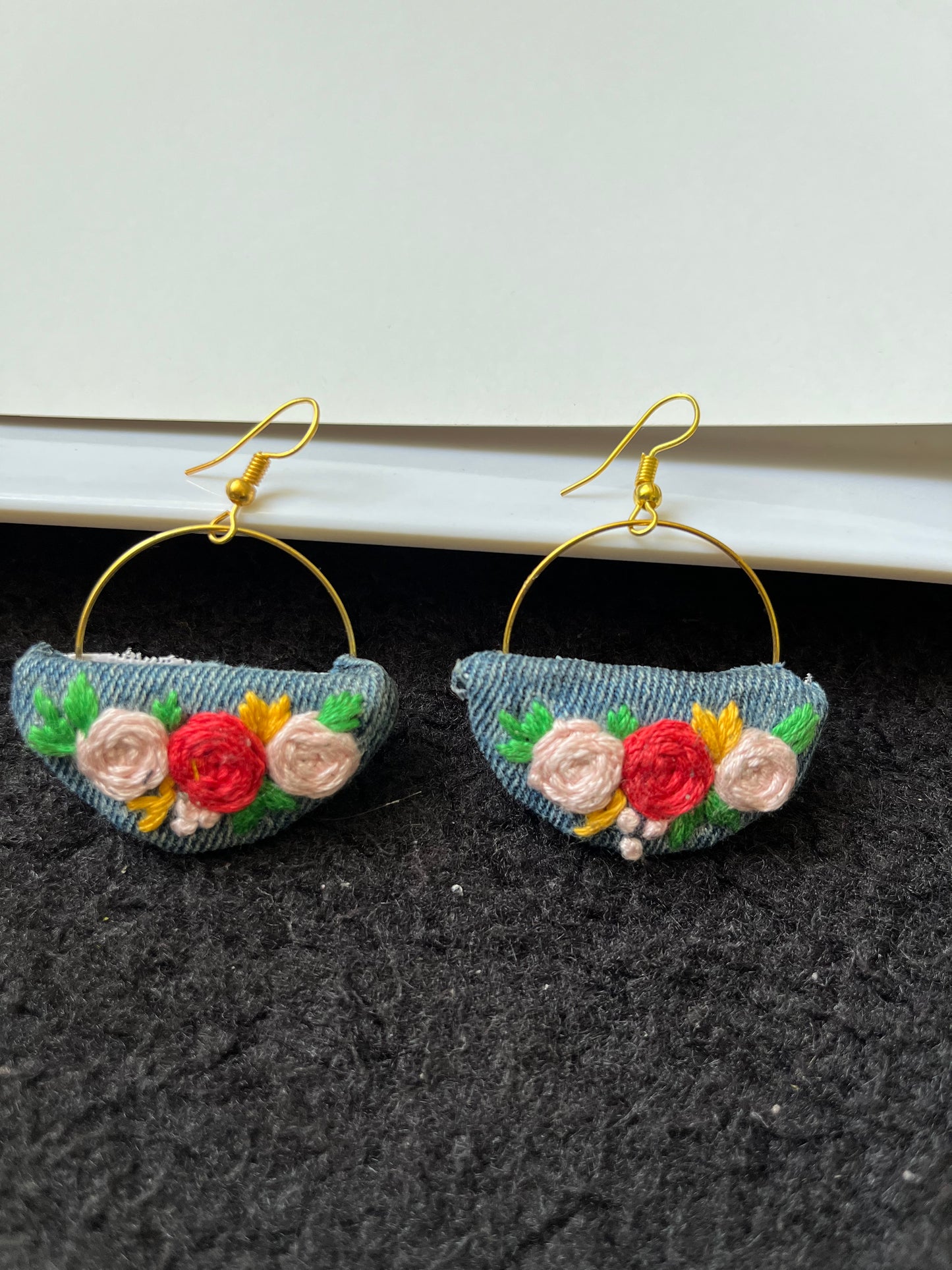 Denim Dream Embroidered Earrings