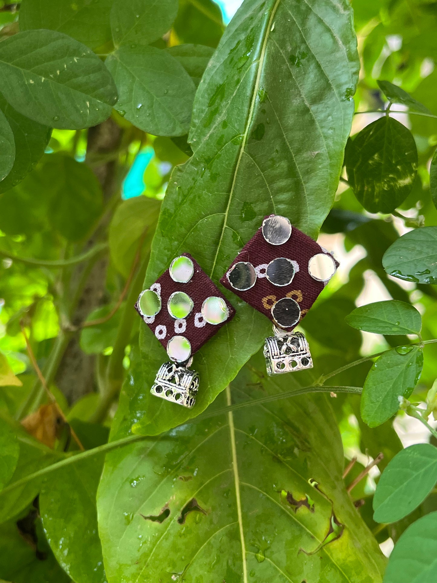 Cute Navratri Mirror Earrings