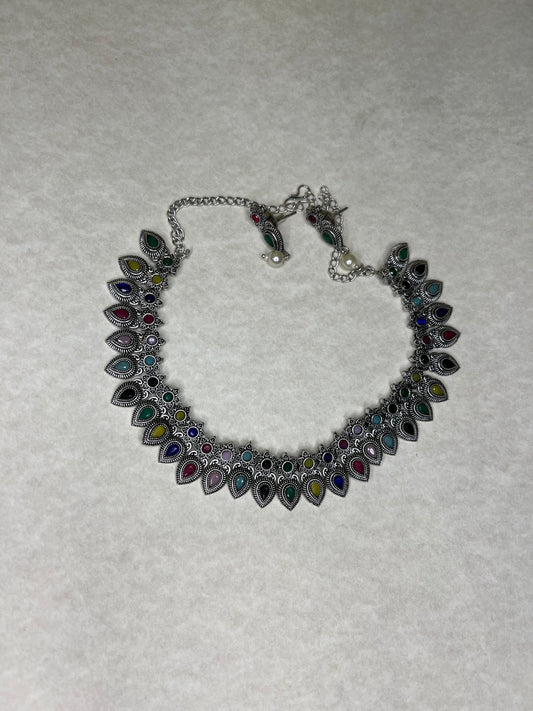 Navratri Shimmering Set: Necklace & Earrings